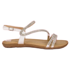 Encor Bílé sandály se zapínáním na přezku bílý šedá