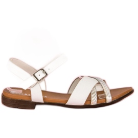L. Day Bílé ploché sandály bílý šedá