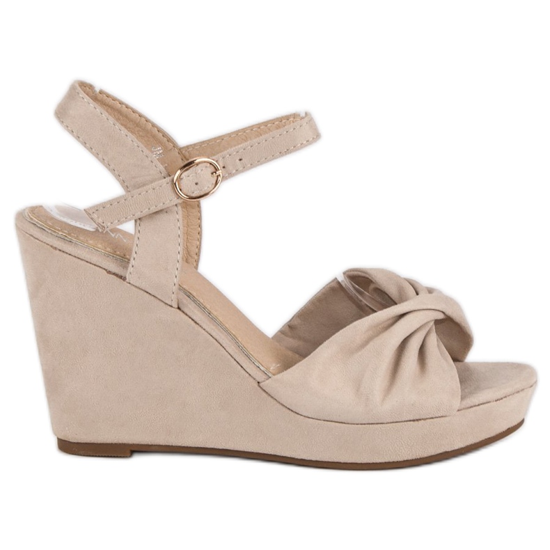 Annalisa Semišové sandály na klínku hnědý