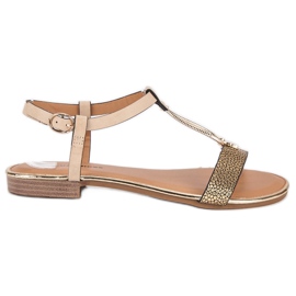 L. Lux. Shoes Béžové ploché sandály hnědý žluť
