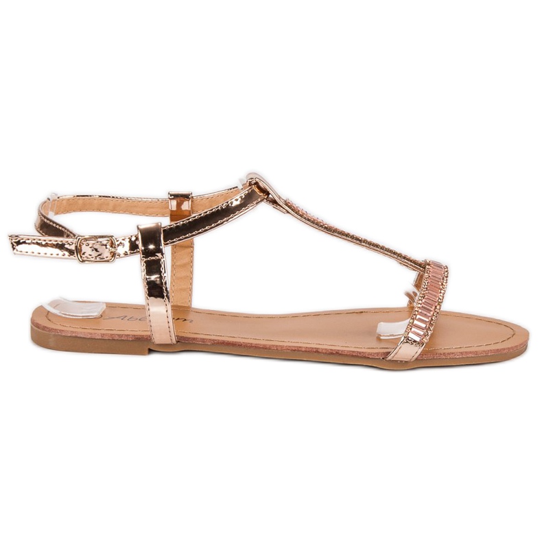 Abloom Lakované ploché sandály růžový