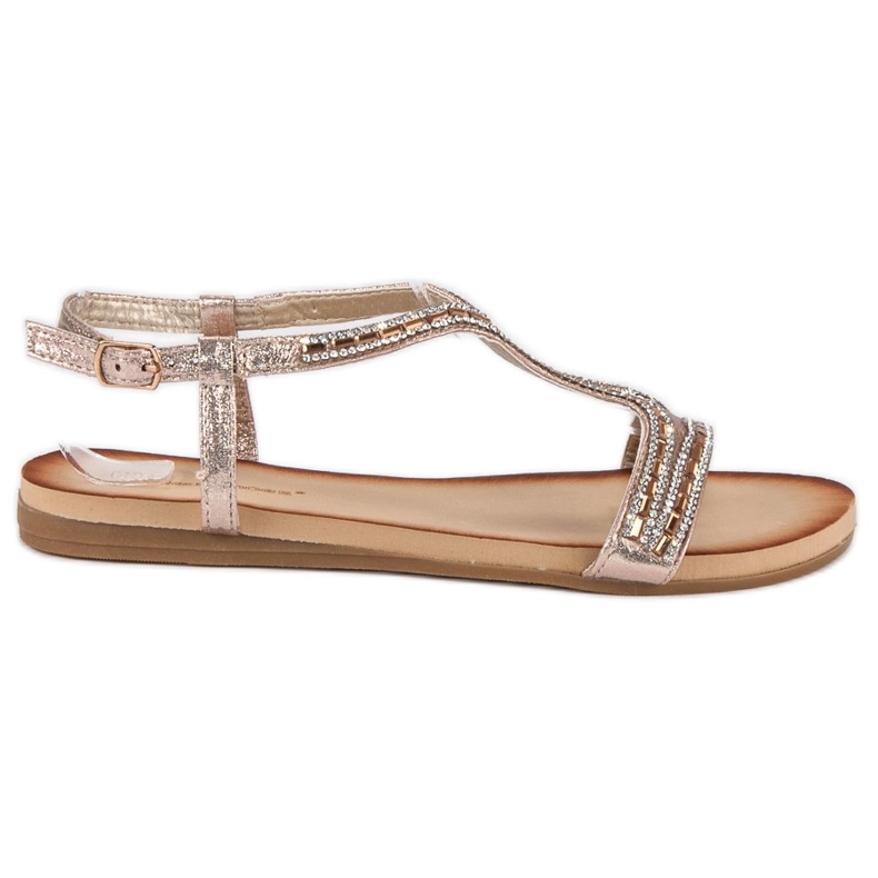 Ideal Shoes Zlaté sandály s krystaly zlatý