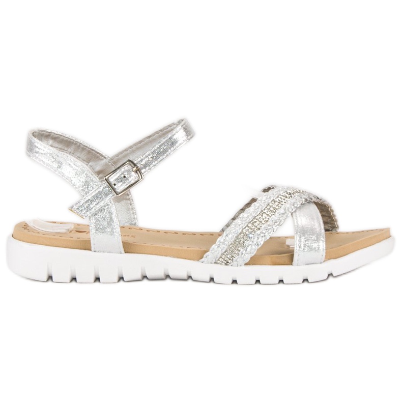 Top Shoes Stříbrné ploché sandály šedá Top Shoes Stříbrné ploché sandály šedá
