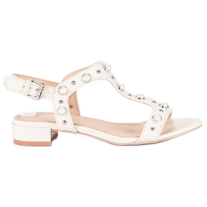 Renda Sandály na vysokém podpatku s perlami hnědý