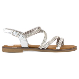 Sweet Shoes Dámské sandály stříbrné barvy šedá Sweet Shoes Dámské sandály stříbrné barvy šedá