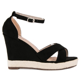 Seastar Semišové sandály na klínku černý