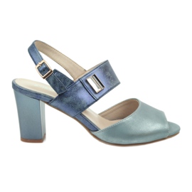 M.Daszyński Sandály s koženou stélkou Daszyński modrý