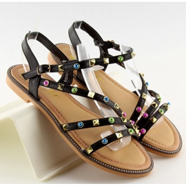 Černé sandály s cvočky LS-6029 černá černý