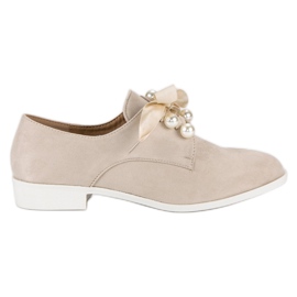 Tina&Co Vázané brogy s perlami hnědý Tina&Co Vázané brogy s perlami hnědý