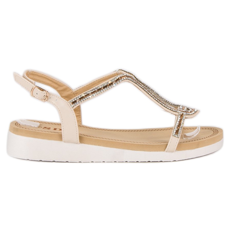 SDS Pohodlné ploché sandály hnědý