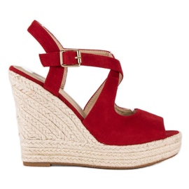 Klínové espadrilky červené
