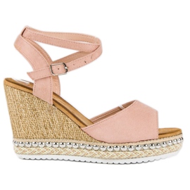 Best Shoes Sandály na klínku růžový Best Shoes Sandály na klínku růžový