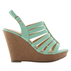Sandály na klínku FA77 Zelená Sandály na klínku FA77 Zelená
