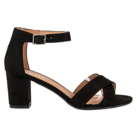 SDS Semišové sandály na sloupku černý