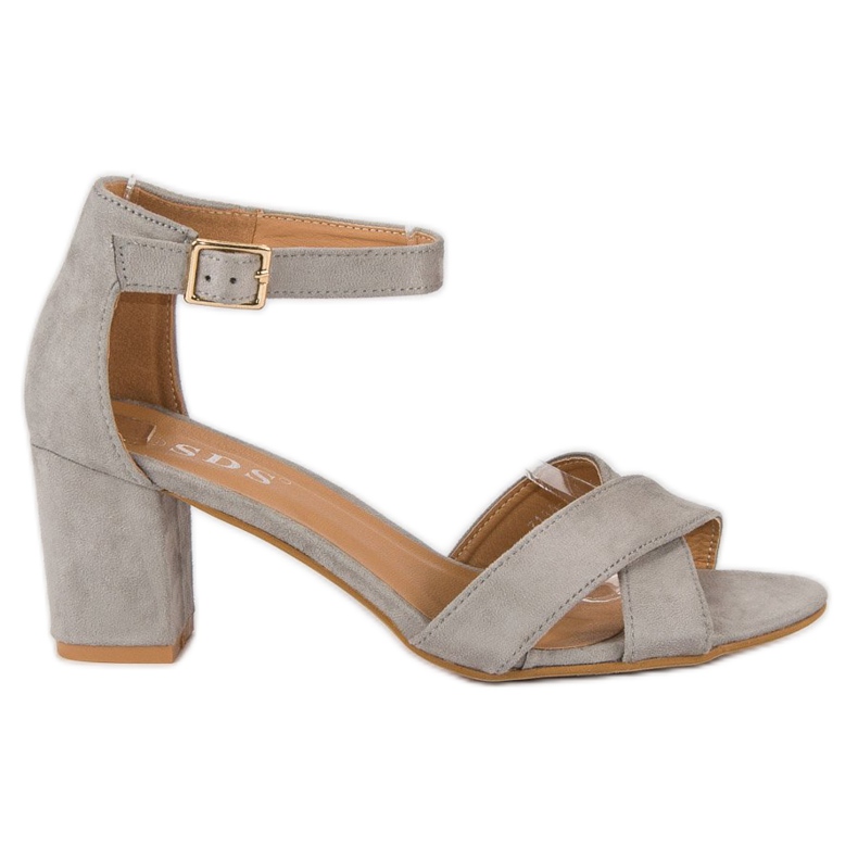SDS Semišové sandály na sloupku šedá