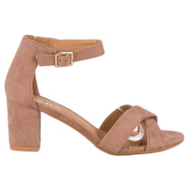 SDS Semišové sandály na sloupku růžový SDS Semišové sandály na sloupku růžový