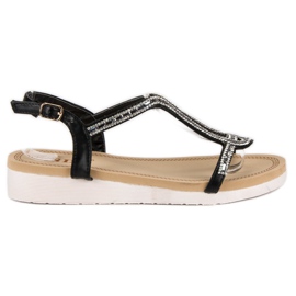 SDS Pohodlné ploché sandály černý