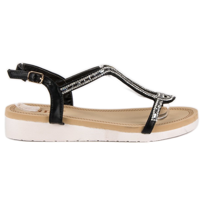 SDS Pohodlné ploché sandály černá