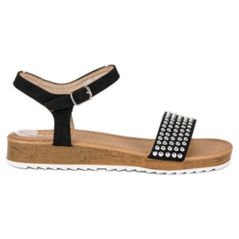 Ch. Creation Černé ploché sandály černá Ch. Creation Černé ploché sandály černá