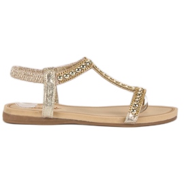 Queentina Ploché sandály s gumičkou žlutá