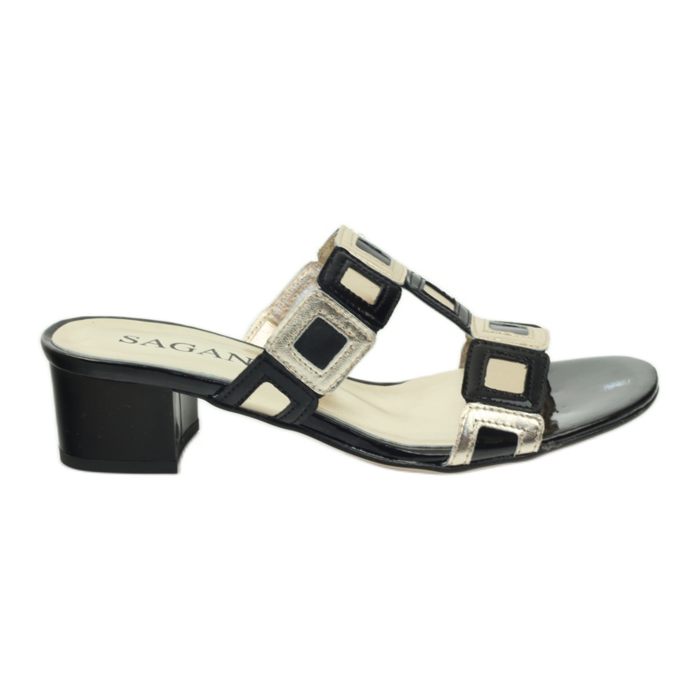 Černozlaté pantofle Sagan černá žlutá