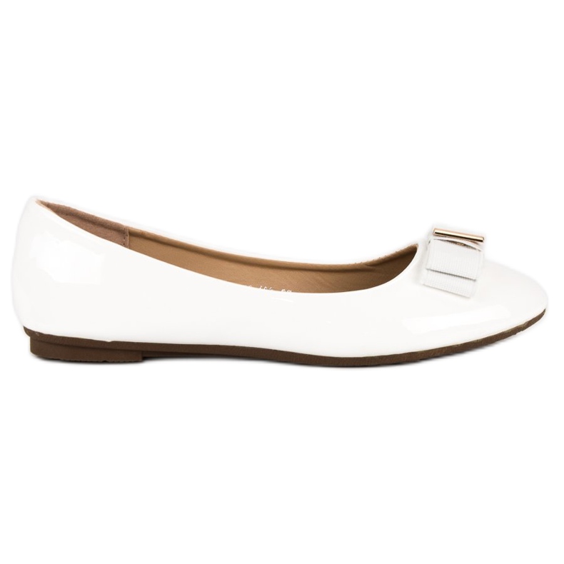 Diamantique Lakované balerínky s mašlí bílý