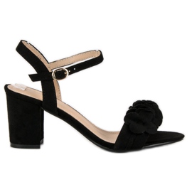 Top Shoes Černé sandály na sloupku černý