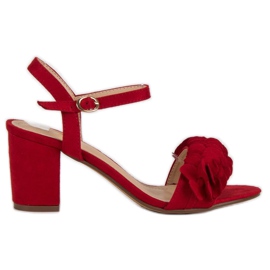 Top Shoes Červené sandály na sloupku červený
