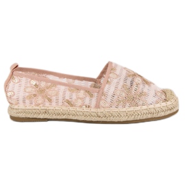Seastar Krajkové espadrilky žlutá růžový