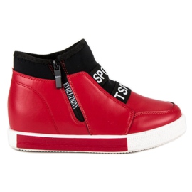 Červené tenisky se zipem černý červený