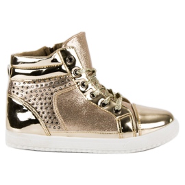 Lakované tenisky nad kotník žluť