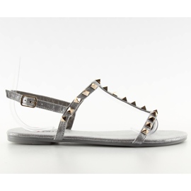 Jemné sandály s šedými knoflíky DD23 šedá