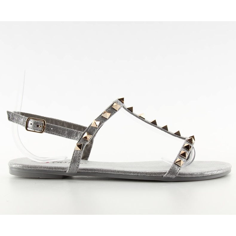 Jemné sandály s šedými knoflíky DD23 šedá