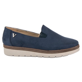 Semišové slip on vinceza boty modrý