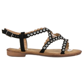 Small Swan Ležérní ploché sandály černý