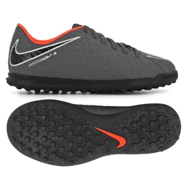 Kopačky Nike Hypervenom PhantomX 3 Club Tf Jr AH7298-081 šedá / stříbrná, oranžová, šedá / stříbrná šedá