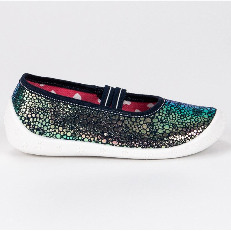 Raweks Lesklé pantofle s elastickou páskou zelená