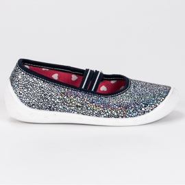 Raweks Lesklé pantofle s elastickou páskou šedá