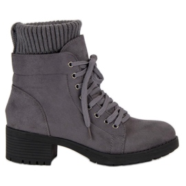 Seastar Šedé kozačky se šněrováním šedá Seastar Šedé kozačky se šněrováním šedá