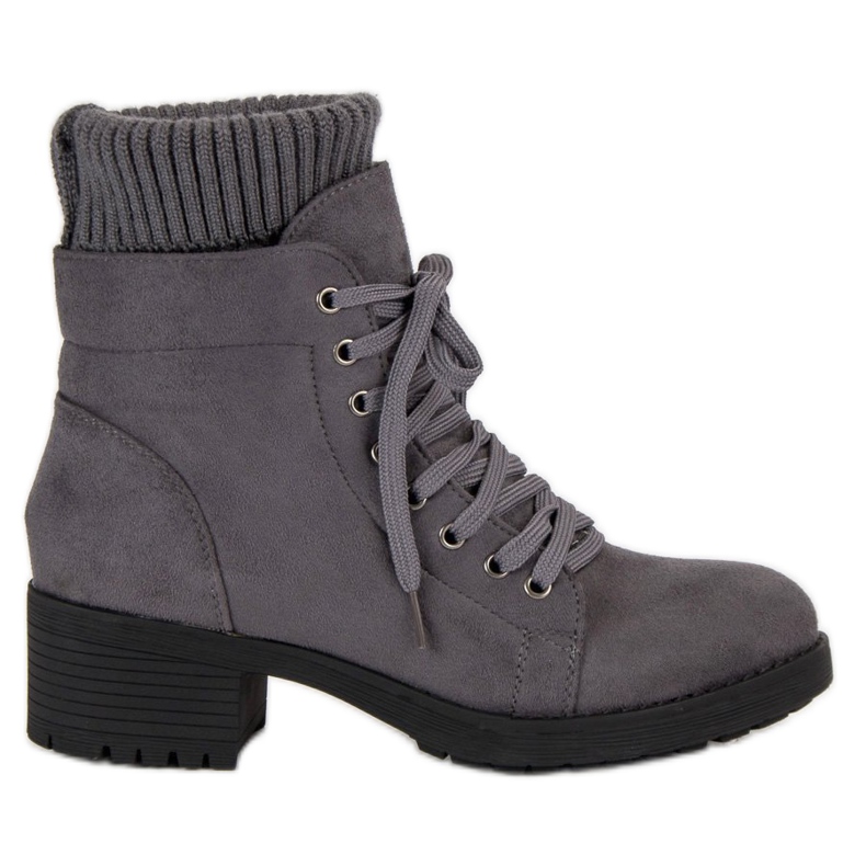 Seastar Šedé kozačky se šněrováním šedá Seastar Šedé kozačky se šněrováním šedá