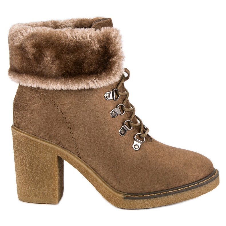 Seastar Šněrovací kozačky s kožíškem hnědý