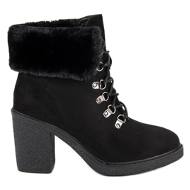 Seastar Šněrovací boty s kožešinou černý