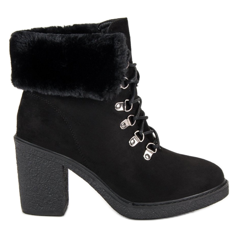 Seastar Šněrovací boty s kožešinou černá