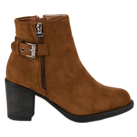 Small Swan Módní dámské kozačky hnědý