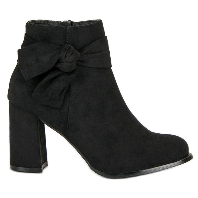 Semišové kotníkové boty na vysokém podpatku černá