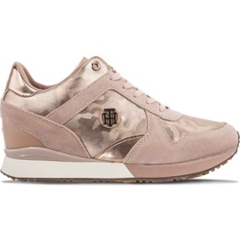 Tommy Hilfiger Camo Metallic Wedge 641 Mahogany Rose fialová