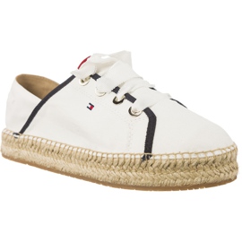 Tommy Hilfiger Metallic Lace Up Espadrille 121 bílý