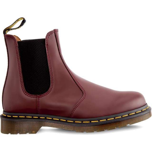 Dr. Martens 2976 žlutý steh Chelsea boty Cherry Red červené