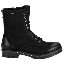 Černé kožené dělníky VINCEZA černý