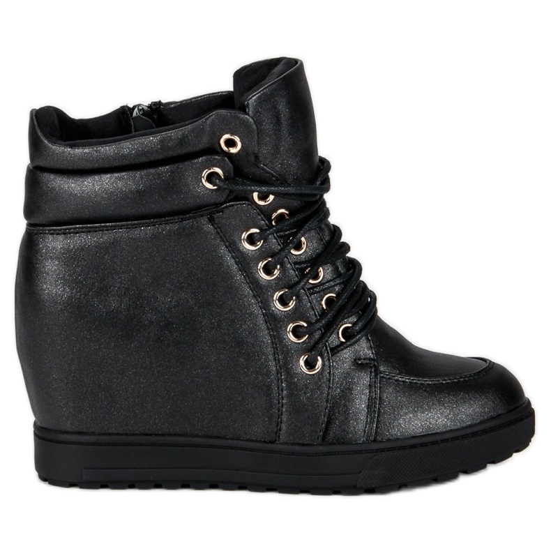 J. Star Stylové tenisky se zavazováním černá J. Star Stylové tenisky se zavazováním černá